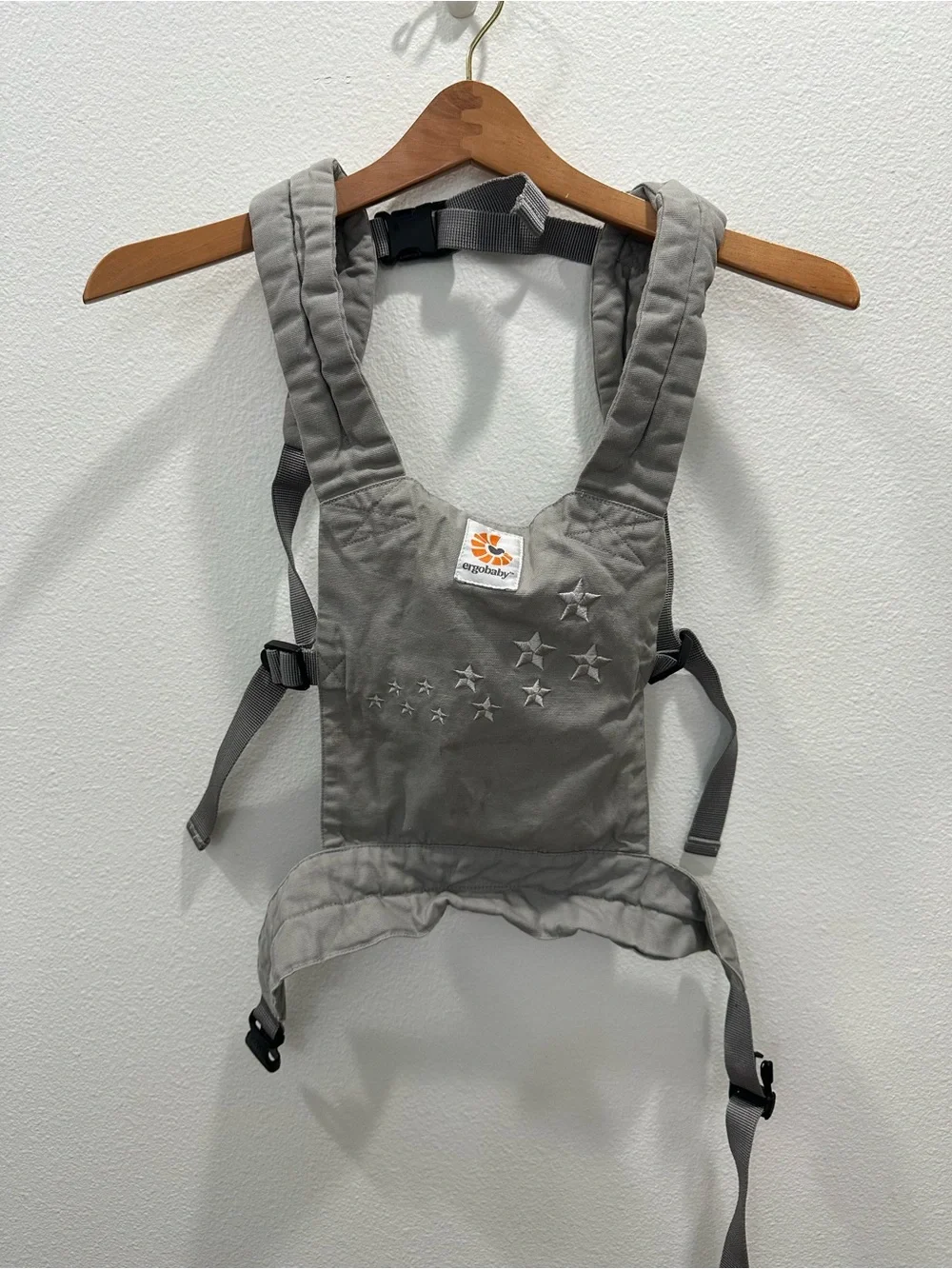 Ergobaby Gray Star Embroidered Baby doll toy - Neutral Gray GUC dolls play